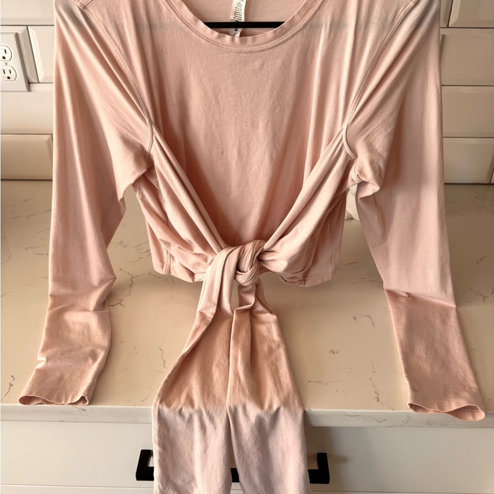 lululemon athletica Feather Pink LS Tie-Front Top